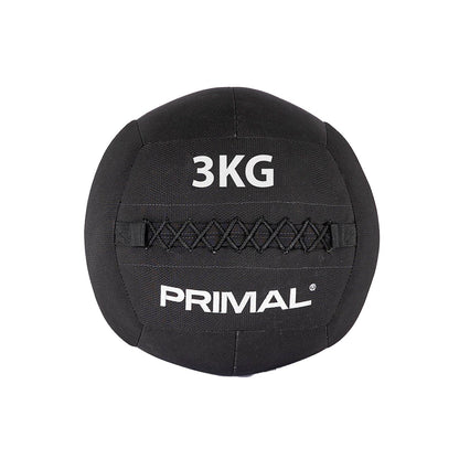 A 3kg black kevlar wall ball designed for Hyrox training.