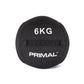 A 6kg black kevlar wall ball designed for Hyrox training.