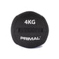 A 4kg black kevlar wall ball designed for Hyrox training.