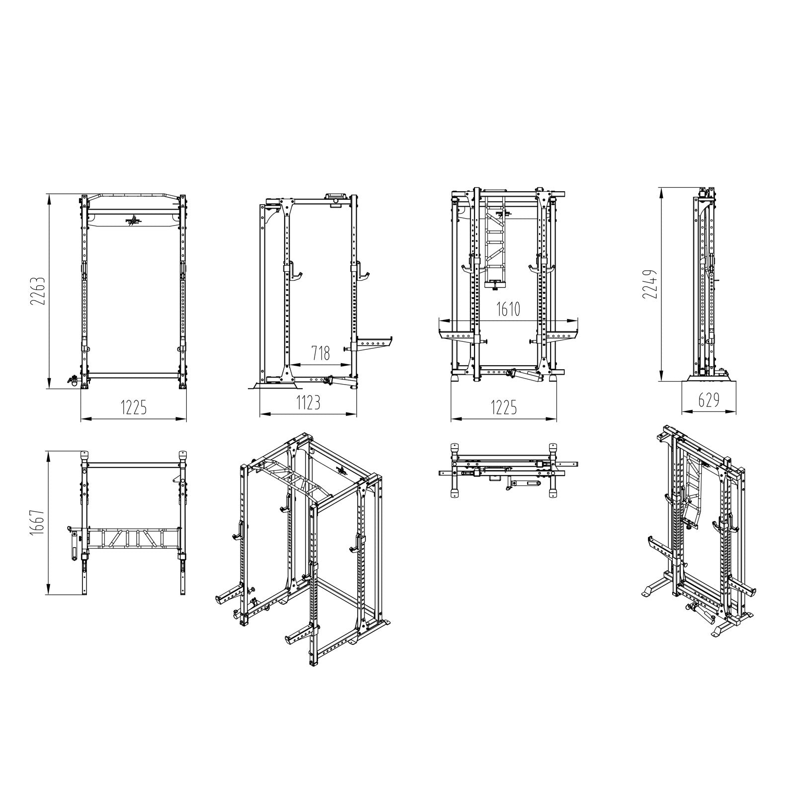 a diagram and dimensions of a folding gym rack