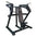 a black plate loaded shoulder press gym machine