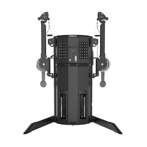 A commercial-grade dual arm functional trainer machine.