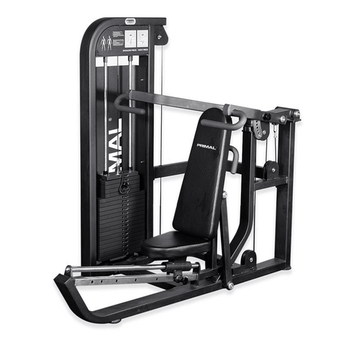 Pin select dual chest & shoulder press machine on a white background.