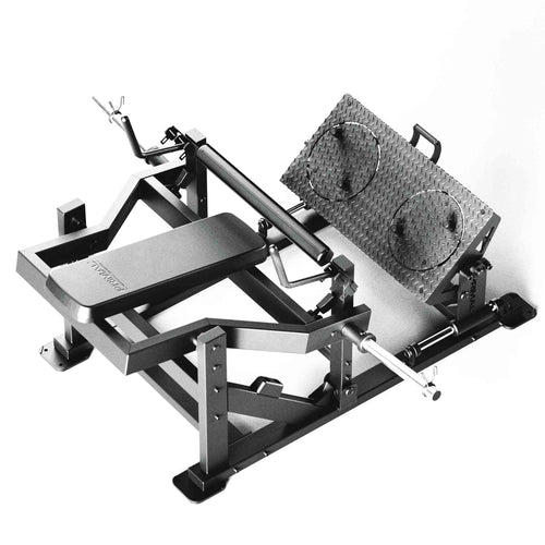A glute drive/hip thrust machine on a white background.