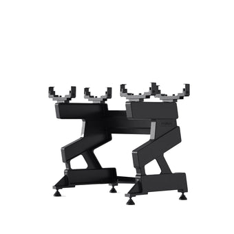 A storage stand for a pair of 40kg adjustable dumbbells.