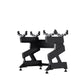 A storage stand for a pair of 40kg adjustable dumbbells.