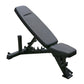 A black adjustable home gym bench.