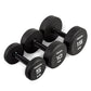 three single primal strength black urethane dumbbells