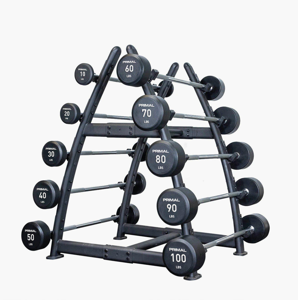 Primal Performance Series CPU Straight Barbell - 10lbs up to 100lbs (10 Bar Set)