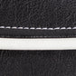 black leather with white stitching