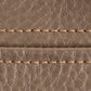 brown leather with orange stitching